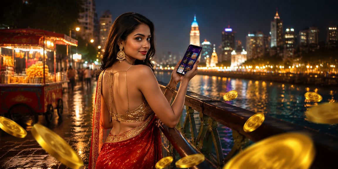 Woman enjoying live casino games on mobile phone in Mumbai